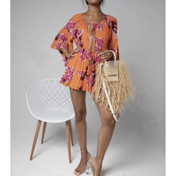 Hello Molly Pants - NWT Hello Molly Medium Sexy Orange Romper NEW